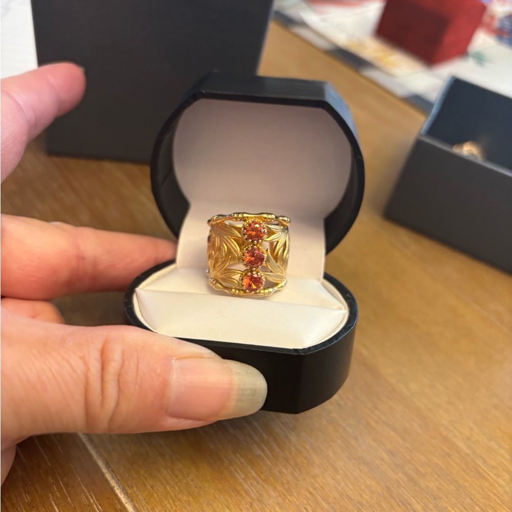 Orange Sapphire Ring set in 925